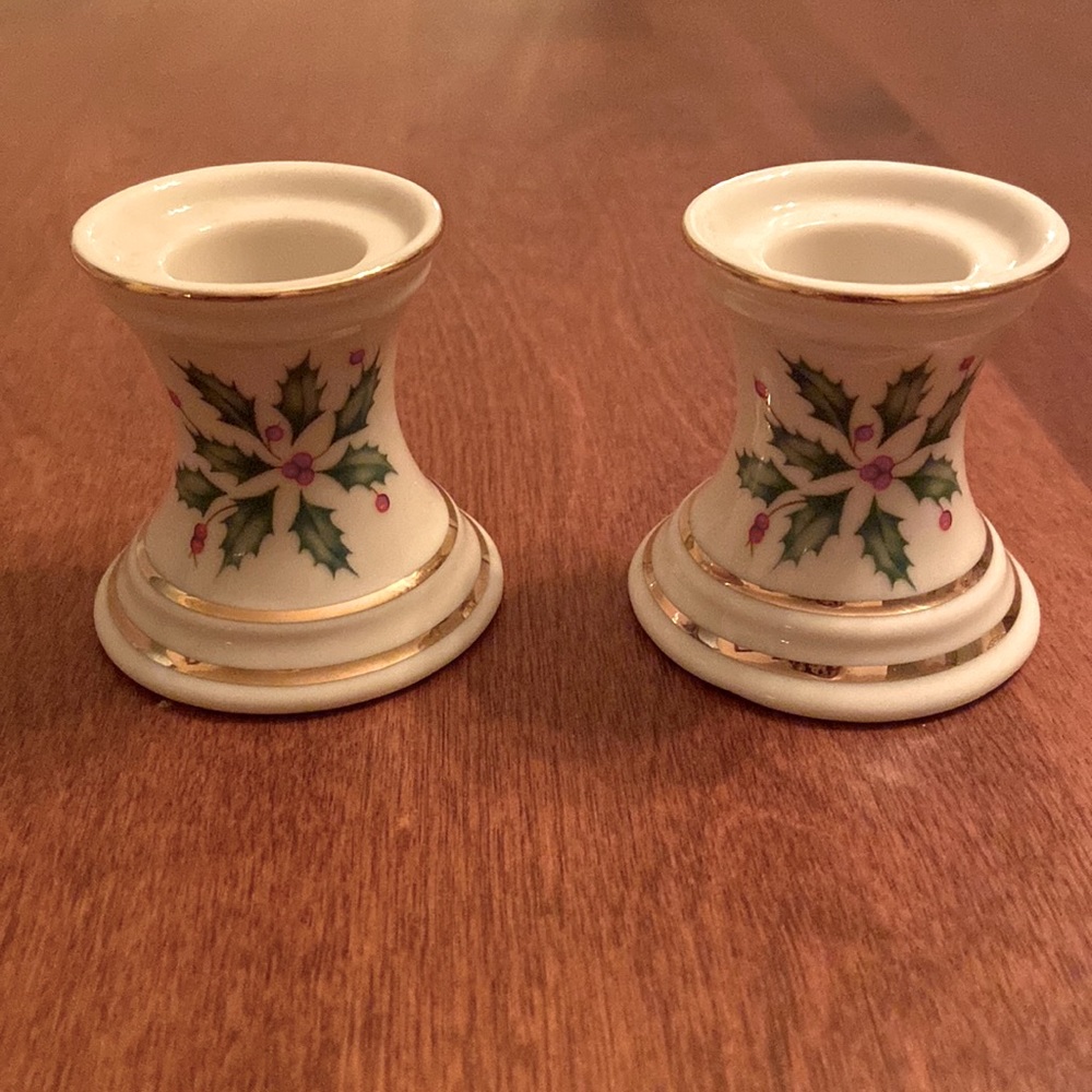 Lenox Holiday taper candle holders.